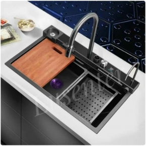 Chậu Đa Năng NaNo Đen Kèm Vòi  (BRC35) 75*45cm