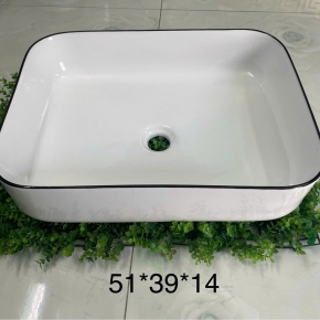 CHẬU LAVABO TRẮNG VIỀN ĐEN CLB- T2