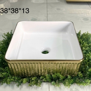 CHẬU LAVABO HỌA TIẾT VÀNG CLB-V2
