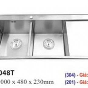 Chậu Rữa Chén 2 Hộc Inox 304 Có Bàn Chờ C-10048T (100*48cm)