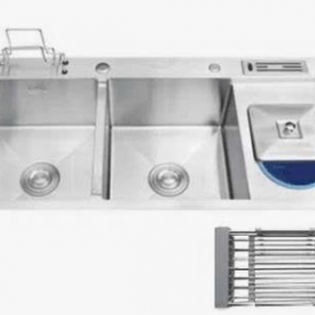 Chậu Chén 2 Hộc Inox 304 Có Bàn Chờ C-10048RK (100*48cm)