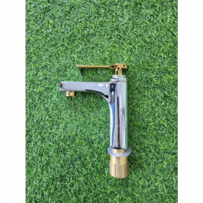 Vòi Lavabo Nóng Lạnh Đồng Thau Mạ CHrome Bóng Vàng VLB75