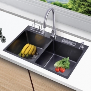 Chậu Rửa Chén 2 Học Inox Đen Nhám BRC34 (82*45cm)