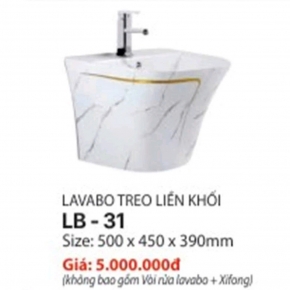 Lavabo Treo Tường Vân Đá Liền Khối 31