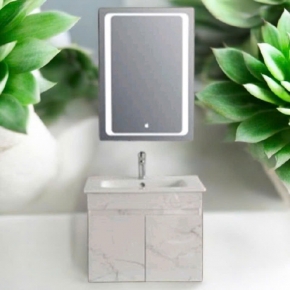 Tủ Lavabo Nhựa PVC Vân Đá Trắng Gương Led Cảm Ứng 08