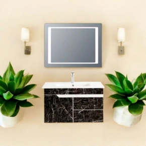 Tủ Lavabo Nhựa PVC Vân Đá Đen Gương Led Cảm Ứng 13