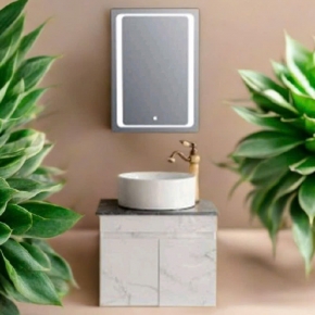 Tủ Lavabo Nhựa PVC Vân Đá Trắng Gương Led Cảm Ứng 10