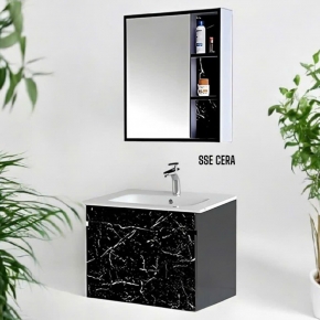 Tủ Lavabo Nhựa PVC Vân Đá Đen Tủ Gương Trên 18Đ