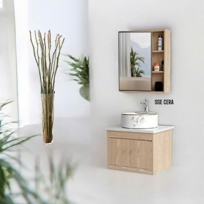 Tủ Lavabo Nhựa PVC Vân Gỗ Tủ Gương Trên 21