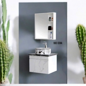 Tủ Lavabo Nhựa PVC Vân Đá Trắng Tủ Gương Trên 22