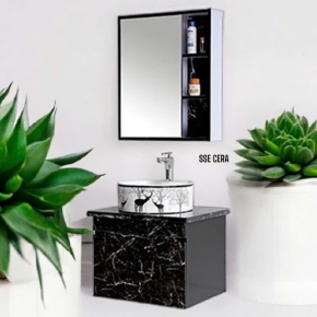 Tủ Lavabo Nhựa PVC Vân Đá Đen Tủ Gương Trên 19