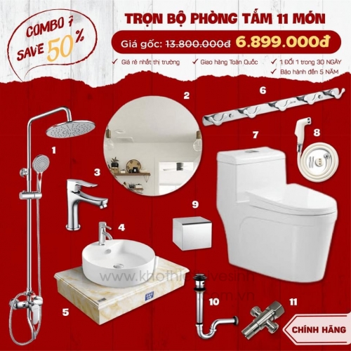 COMBO 07 Thiết Bị Vệ Sinh 11 Sản Phẩm