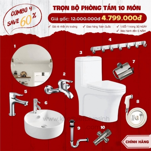 COMBO 04 Thiết Bị Vệ Sinh 10 Sản Phẩm