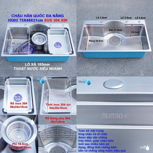 Chậu Chén Đa Năng Inox 304 Xịn  CC-X1