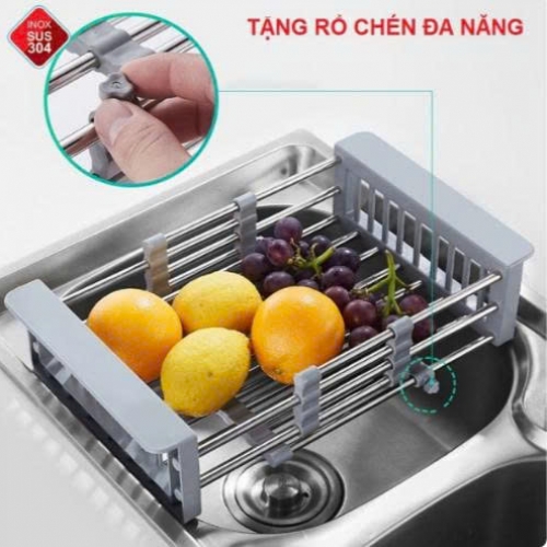 Chậu Rữa Chén 2 Hộc Inox 304 Có Bàn Chờ C-10048T
