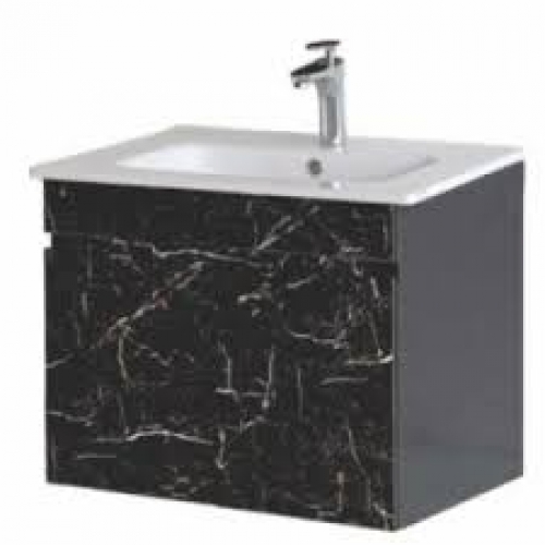 Tủ Lavabo Nhựa PVC Vân Đá Đen Gương Led Cảm Ứng 09