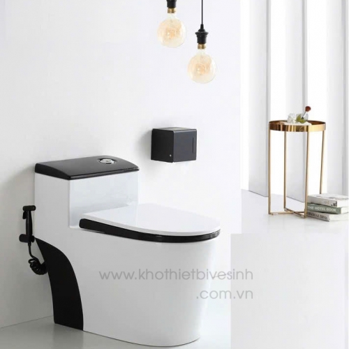 BỒN CẦU NÚT LỆCH NẮP ĐEN SSE-3015
