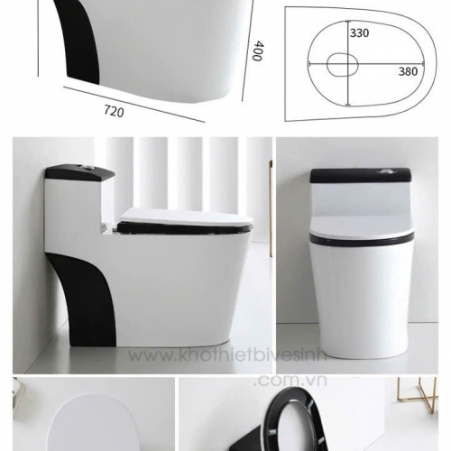 BỒN CẦU NÚT LỆCH NẮP ĐEN SSE-3015