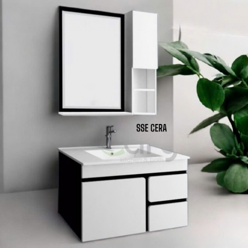 Tủ Lavabo Nhựa PVC Sơn Bóng 3K Cao Cấp Gương Trên 25