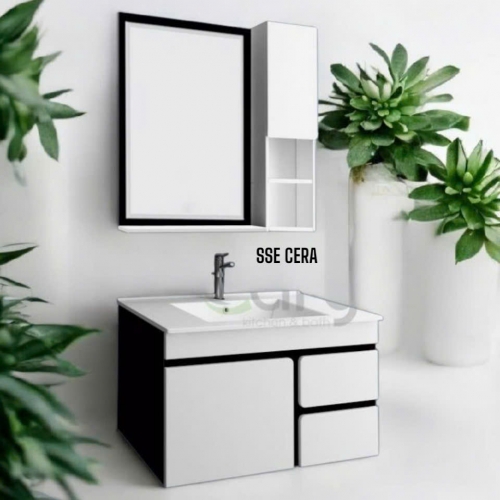 Tủ Lavabo Nhựa PVC Sơn Bóng 3K Cao Cấp Gương Trên 25