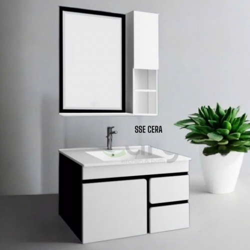 Tủ Lavabo Nhựa PVC Sơn Bóng 3K Cao Cấp Gương Trên 25