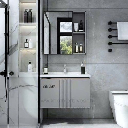 Tủ Lavabo Nhôm Cao Cấp Treo Tường Gương 08