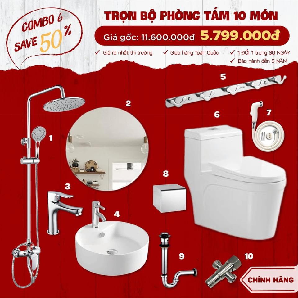 COMBO Trọn Bộ Thiết Bị Phòng Tắm